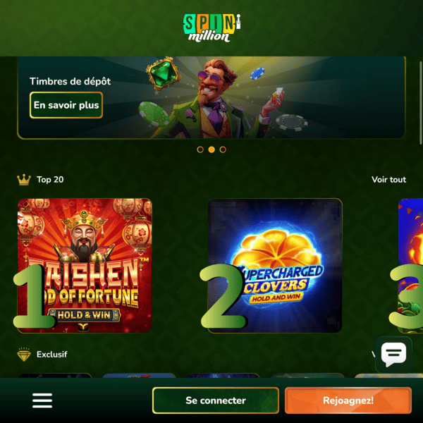 Spin Million Casino — Timbri di Deposito
